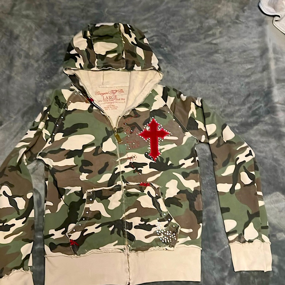 Cowgirl Tuff Full Zip Camouflage Hoodie Large